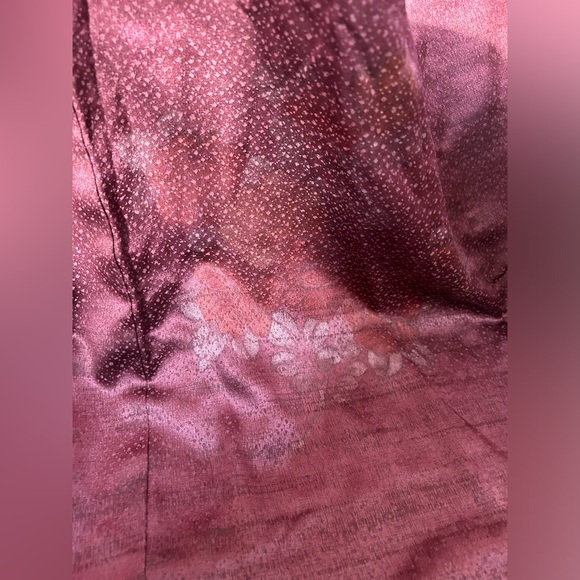 Beautiful Vintage Japanese Kimono Romantic Dark Red Rare Wafu Floral Japan Silk - Picture 4 of 13